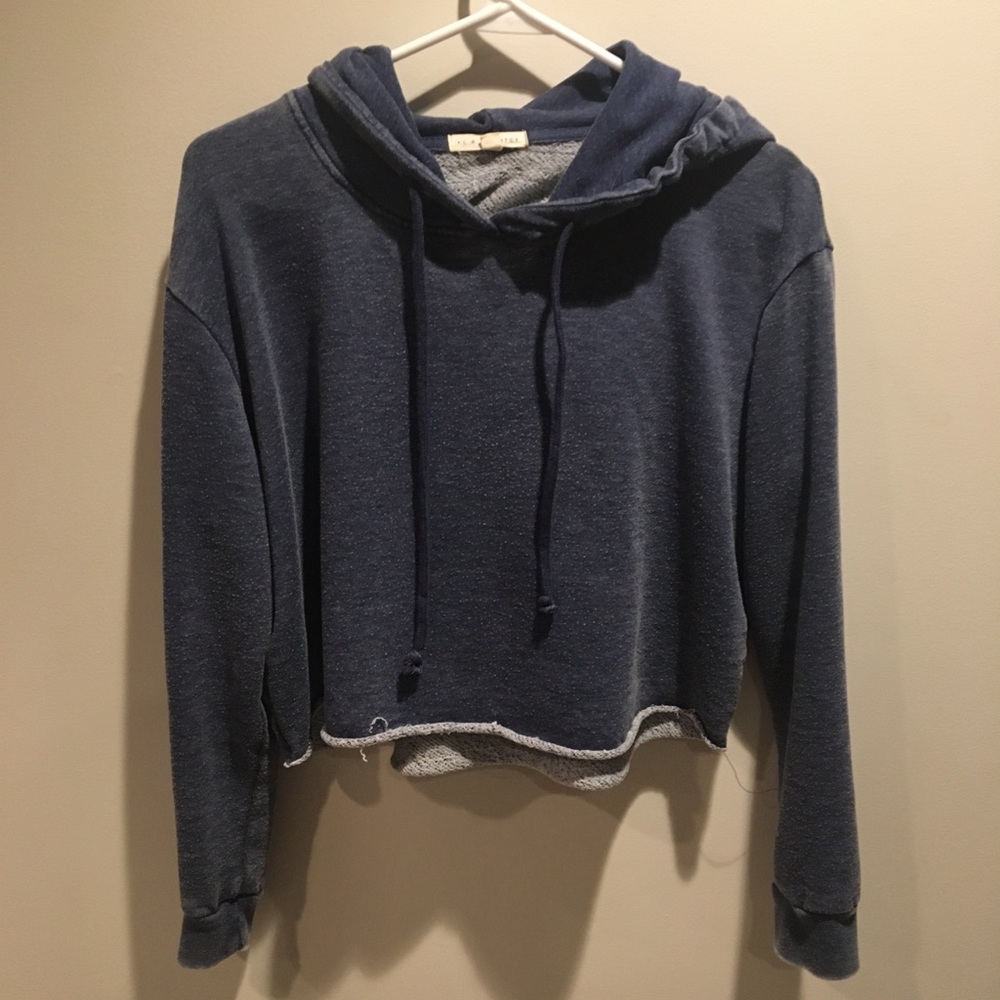 Heather Blue Cropped Hoodie
